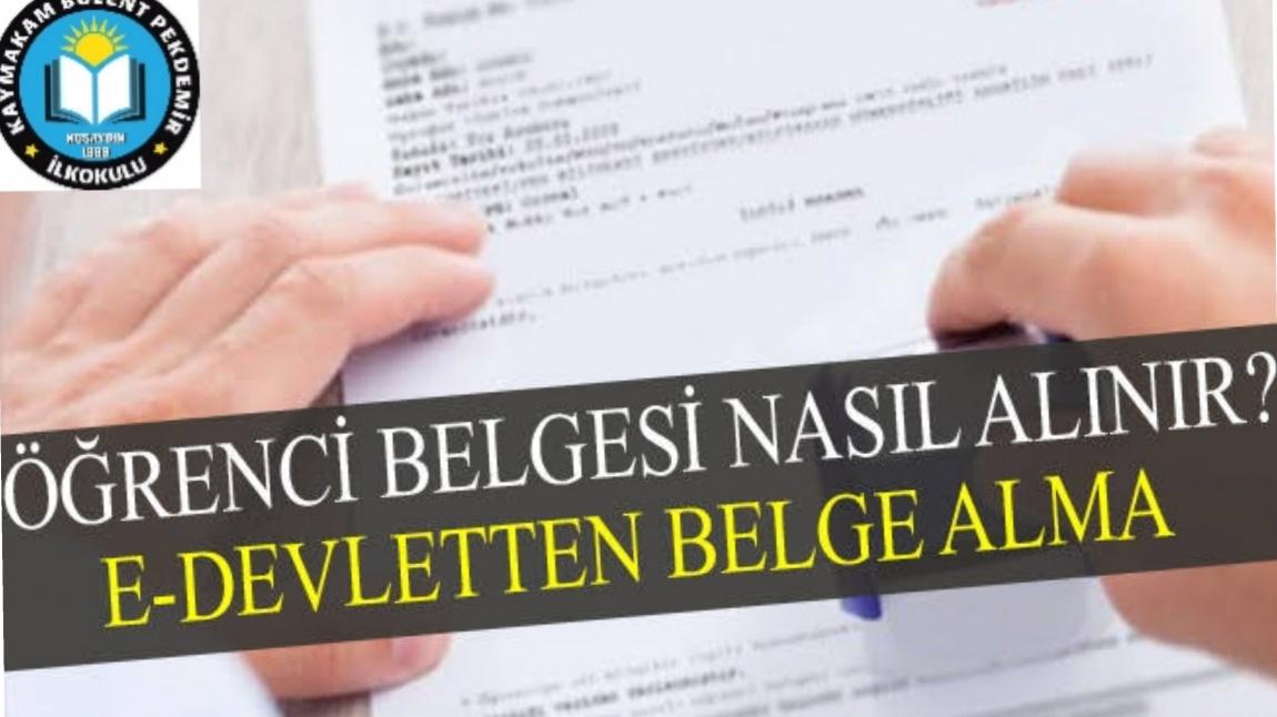 e devlet ogrenci belgesi alma ilkokul icin kaymakam bulent pekdemir ilkokulu